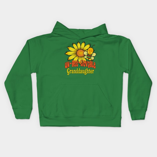 Unbelievable Granddaughter Sunflowers and Bees Kids Hoodie by FabulouslyFestive